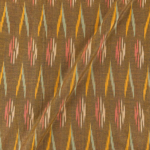 Cotton Mustard Brown Colour Woven Ikat Type 42 Inches Width Fabric freeshipping - SourceItRight