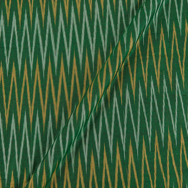 Cotton Green X Black Cross Tone Woven Ikat Type Fabric Online 9681KN