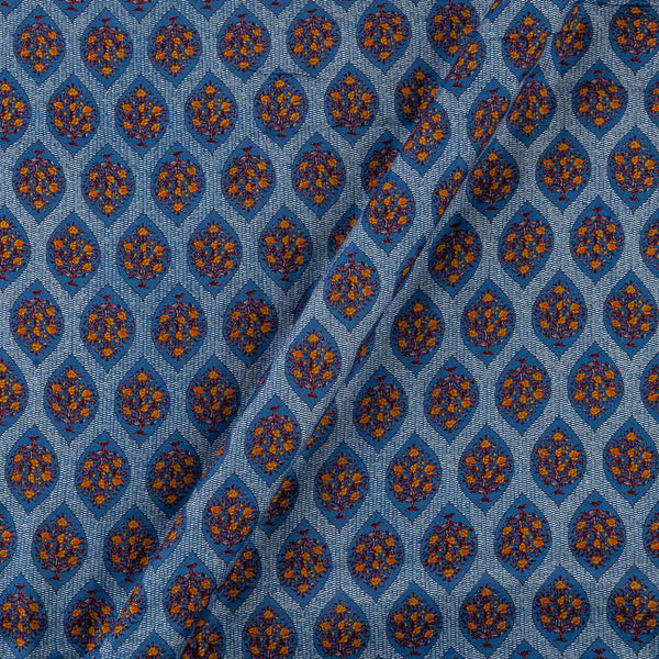 Assam Silk Feel Blue Colour Floral Butta Print Viscose Fabric Online 9695BA