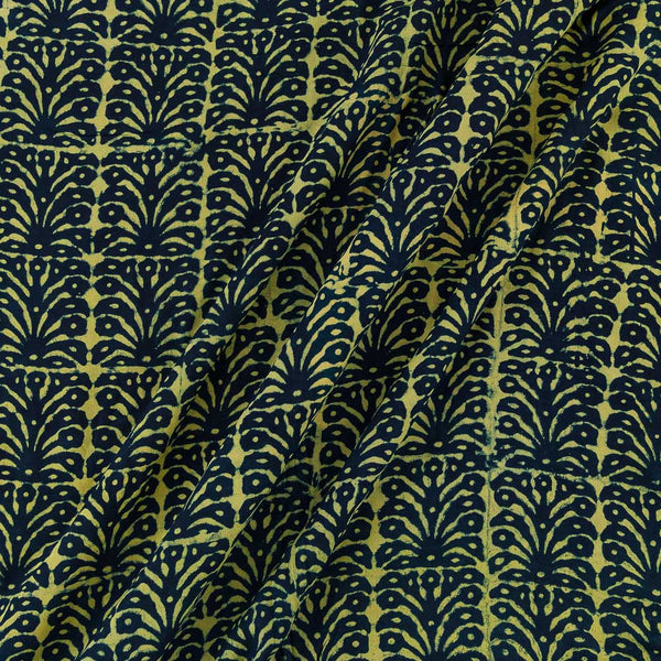 Coloured Dabu Teal Colour Leaves Block Print Rayon Fabric Online 9706AW