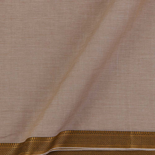 Mangalgiri Cotton Beige Colour Nizam Zari Border Fabric Online 9707DG
