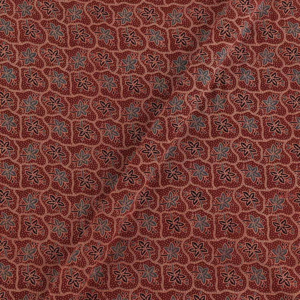 Ajarakh Cotton Maroon Colour Natural Dye Block Print Fabric freeshipping - SourceItRight