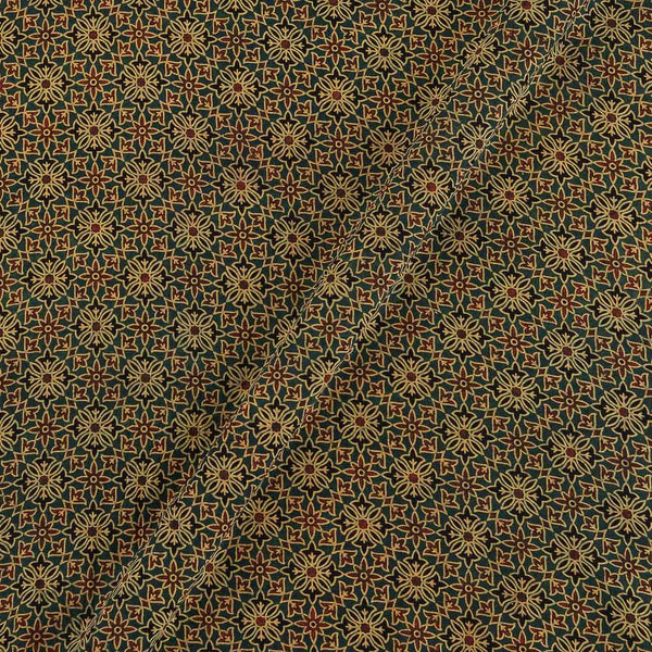 Ajarakh Cotton Dark Green Colour Natural Dye Block Print Fabric freeshipping - SourceItRight