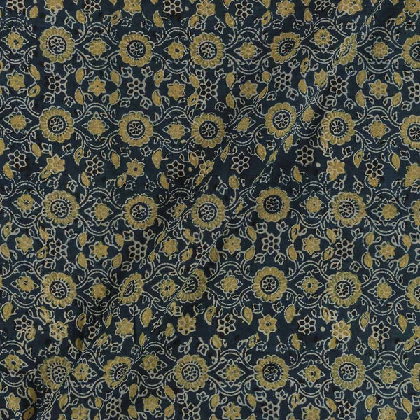 Ajarakh Cotton Blue Colour Natural Dye Block Print Fabric freeshipping - SourceItRight