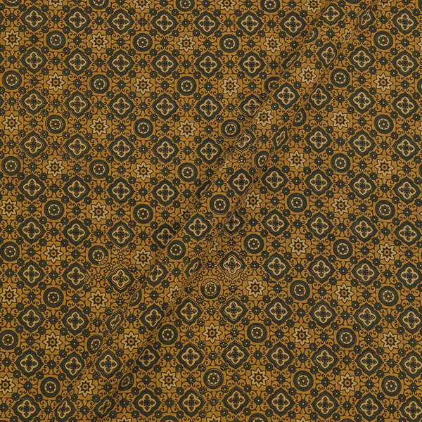Ajrakh Cotton Mustard Colour Natural Dye Geometric Print Fabric freeshipping - SourceItRight
