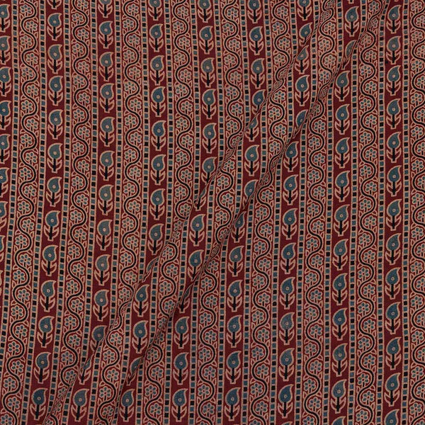 Ajarakh Cotton Maroon Colour 43 Inches Width Natural Dye All Border Print Fabric freeshipping - SourceItRight
