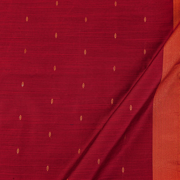 Spun Dupion [Artificial Raw Silk] Maroon Red Colour Two Side Copper Border with Jacquard Butta Fabric Online 9723AB