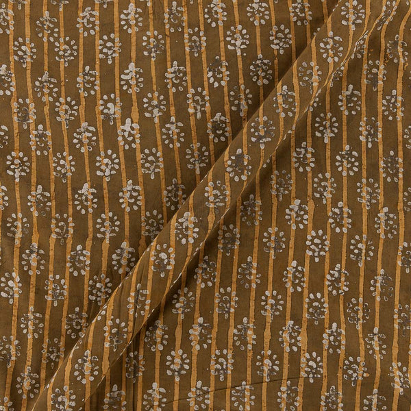 Dabu Cotton Brown Colour Batik Theme Stripes Hand Block Print Fabric Online 9727Q