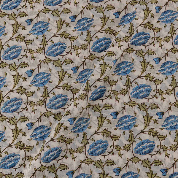 Mul Type Cotton Off White Colour Floral Jaal Hand Block Print Fabric freeshipping - SourceItRight