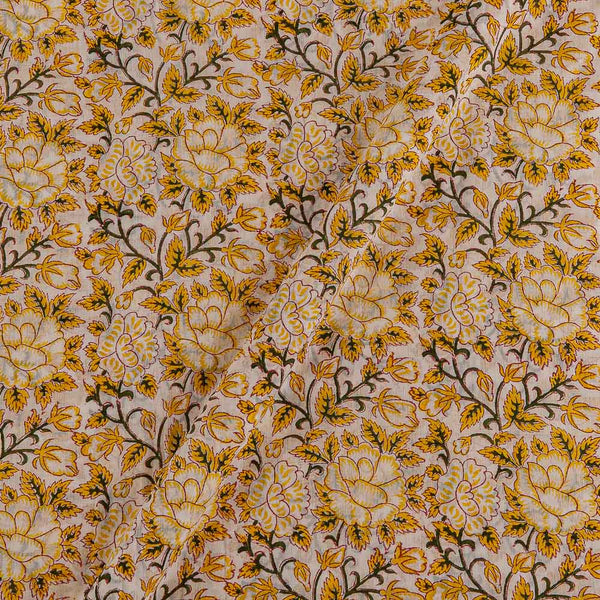 Buy Mul Type Cotton Off White Colour Floral Jaal Hand Block Print Fabric 9761PF Online