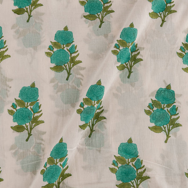 Peppermint Green Indian Floral Hand Block Printed Cotton Cloth
