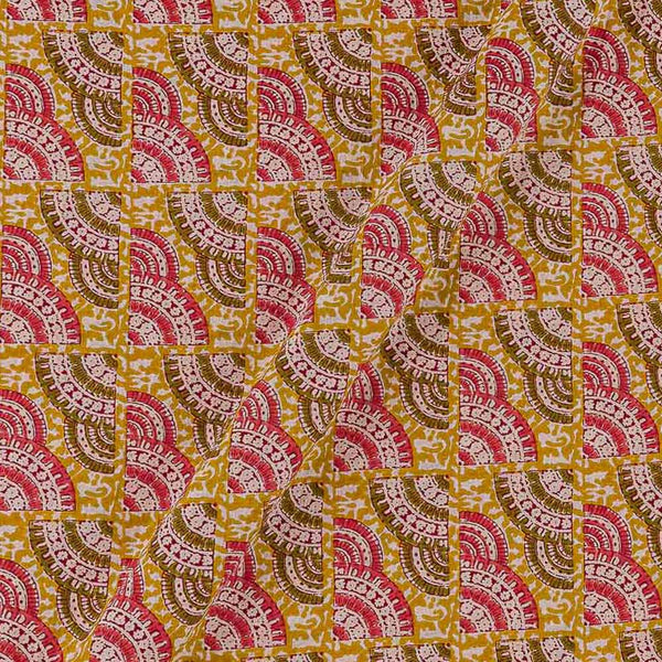 Cotton Yellow Colour Geometric Print 43 Inches Width Fabric