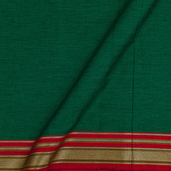 Buy Two Side Jacquard Border Bottle Green & Black Mix Tone South Cotton Fabric Online 9767CL 