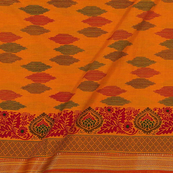 South Cotton Golden Orange Colour 43 inches Width Geometric Print With Two Side Border Fabric freeshipping - SourceItRight