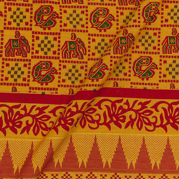 South Cotton Yellow Colour 43 inches Width Patola Print With Daman Border Fabric freeshipping - SourceItRight