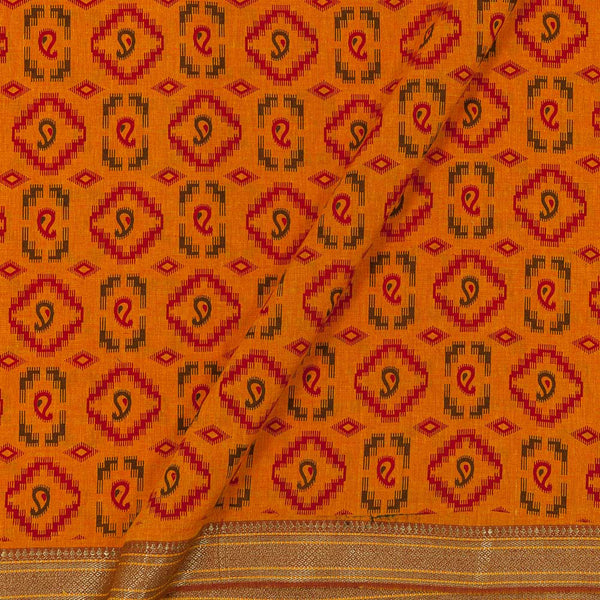 South Cotton Golden Orange Colour 42 inches Width Paisley Print With Two Side Gold Border Fabric freeshipping - SourceItRight