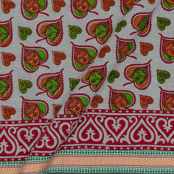 South Cotton White Colour 43 inches Width With Leaves Print Two Side Jacquard Border Fabric freeshipping - SourceItRight