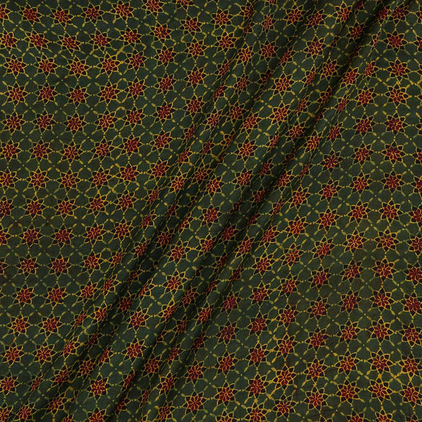Buy Modal Satin Dark Green Colour Geometric Hand Block Print Fabric Online 9773EM