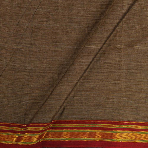 Mercerised Cotton Cedar Colour 45 inches Width With Two Side Ethnic Gold Border Fabric for Sarees and Kurtis freeshipping - SourceItRight