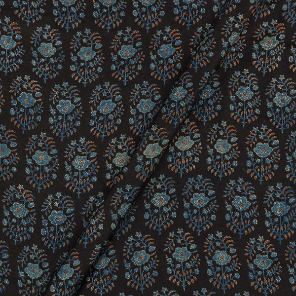 Modal Satin Black Colour Vanaspati Hand Block Print 43 Inches Width Fabric freeshipping - SourceItRight
