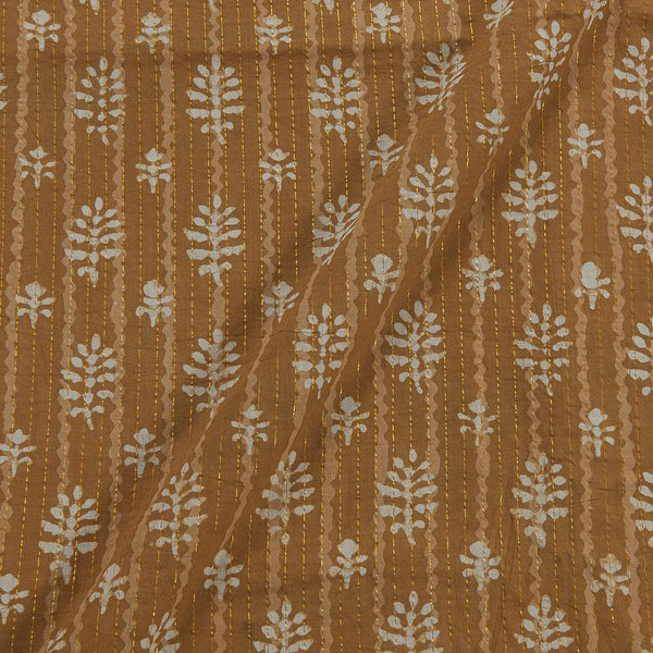 Dabu Cotton Mustard Brown Colour Leaves Print 45 Inches Width Lurex Fabric freeshipping - SourceItRight