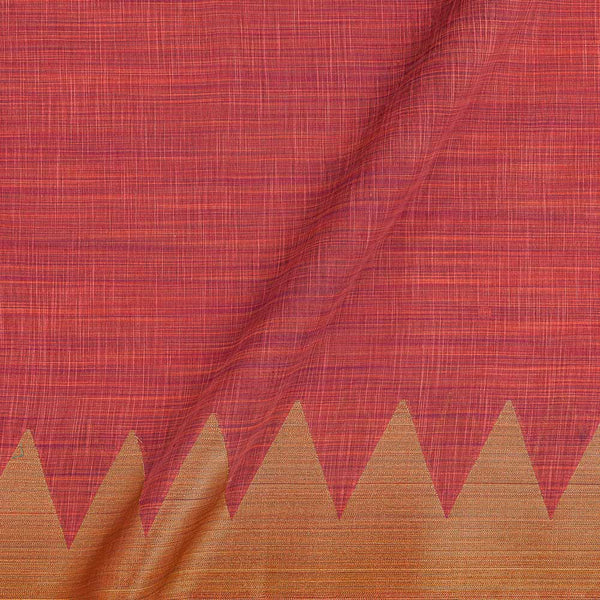Buy Chanderi Feel Jacquard Carrot Pink Colour Two Side Border Slub Fabric Online 9821AG