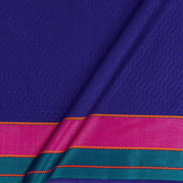 Buy Chanderi Feel Deep Blue Colour Two Side Border Fabric Online 9821T