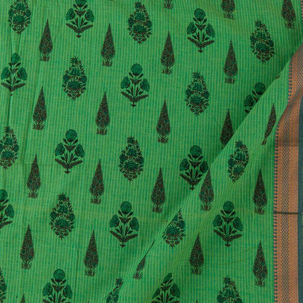 Buy South Cotton Green Colour Ethnic with One Side Zari Border Fabric Online 9827AL
