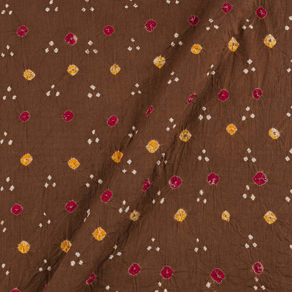 Buy Cotton Satin Brown Colour Bandhani Fabric 9828DF Online