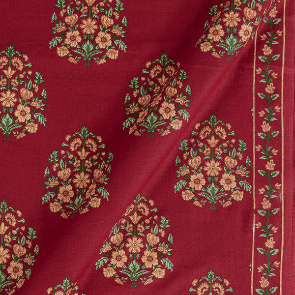 Cotton Maroon Colour Floral Print 42 Inches Width One Side Border Fabric freeshipping - SourceItRight