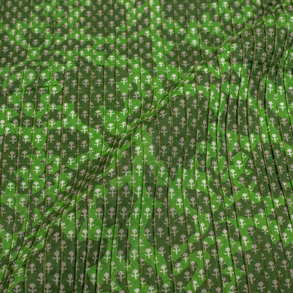 Cotton Green Colour Dabu Block Print 37 inch Width Pin Tucks Fabric freeshipping - SourceItRight