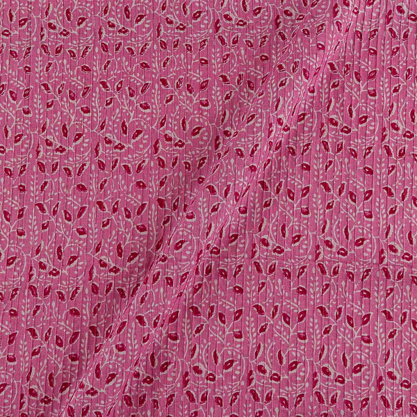 Cotton Pink Colour Floral Jaal Print Pin Tucks 34 Inches Width Fabric
