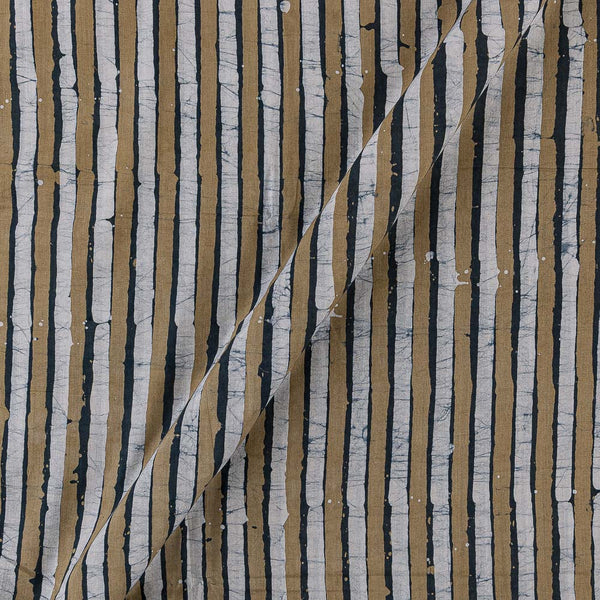 Dabu Cotton Beige and Off White Colour Stripes Batik Block Print Fabric Online 9888FN