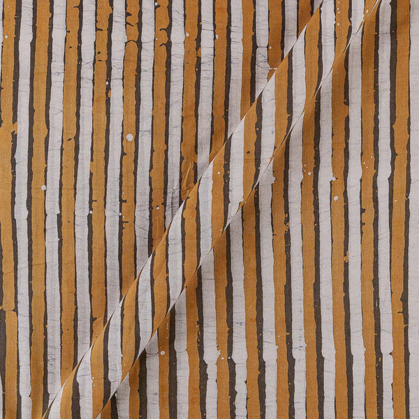 Dabu Cotton Orange and Off White Colour Stripes Batik Block Print Fabric Online 9888FO
