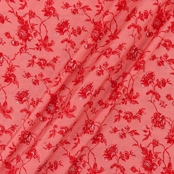 Silk Feel Muslin Peach Pink Colour Jaal Print Viscose Fabric Online 9894AC