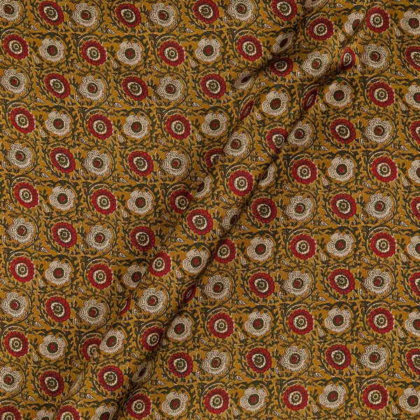 Buy Satin Feel Mustard Olive Colour Floral Jaal Print Viscose Fabric Online 9896F
