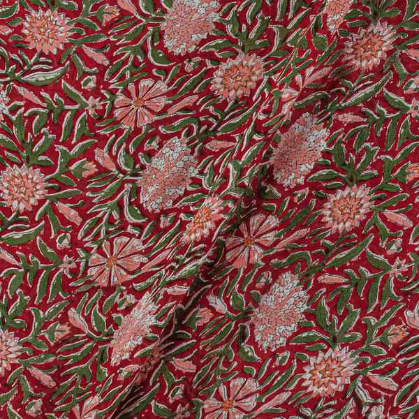 Georgette Red Colour 38 inches Width Floral Jaal Block Print Fabric freeshipping - SourceItRight