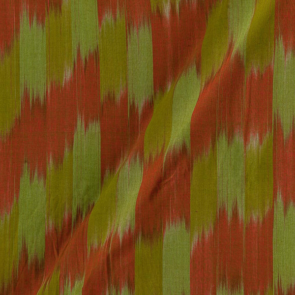 Buy Cotton Yarn Tie Dye Ikat Pattern Acid Green & Brick Colour Katra Fabric 9921BG Online