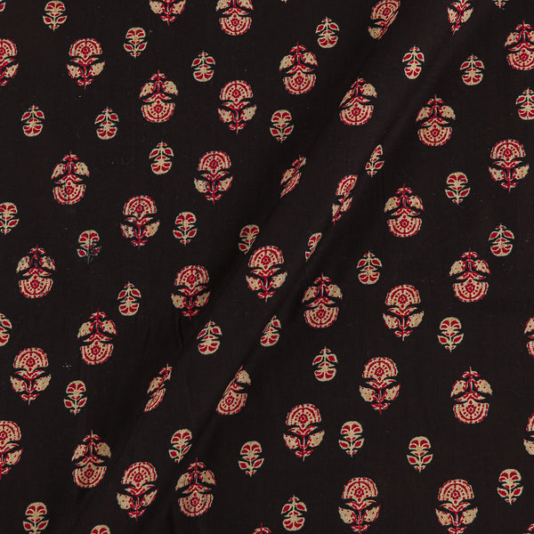 Buy Deep Dyed Black Colour Floral Printed Cotton Fabric Online 9928AM