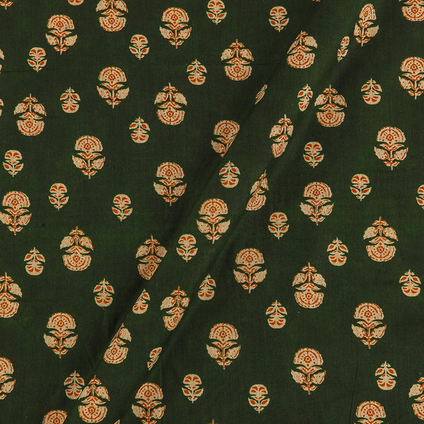 Buy Deep Dyed Dark Green Colour Floral Printed Cotton Fabric Online 9928AN