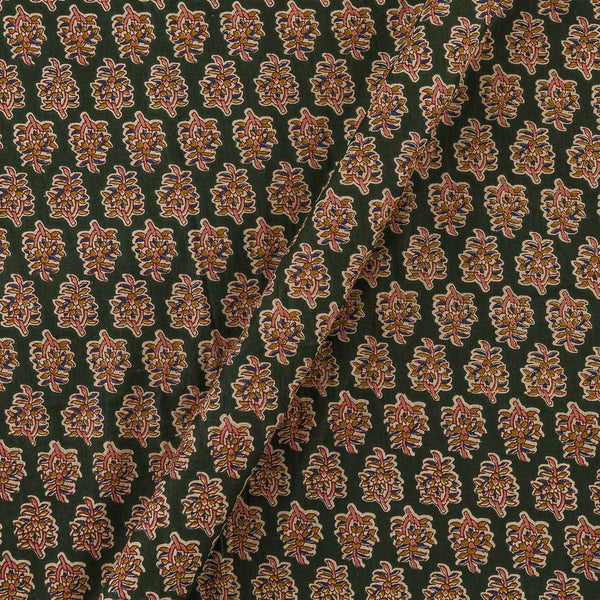 Cotton Dark Green Colour Floral Butta Print Fabric Online 9928AS