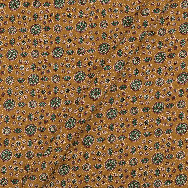 Cotton Mustard Brown Colour Ajrakh Inspired 42 Inches Width Fabric freeshipping - SourceItRight