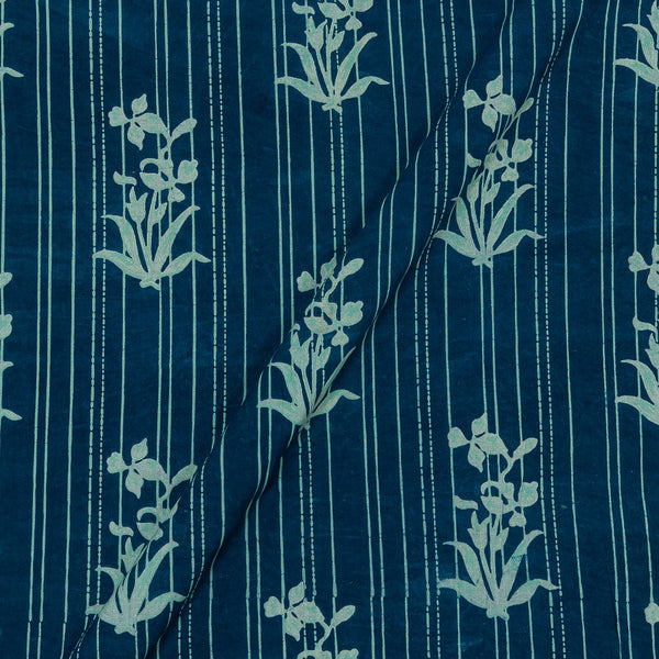Dabu Cotton Indigo Colour 43 Inches Width Floral Hand Block Print Fabric freeshipping - SourceItRight