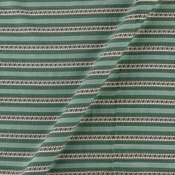 Soft Cotton Laurel Green Colour Geometric Border Print Fabric Online 9934FR1