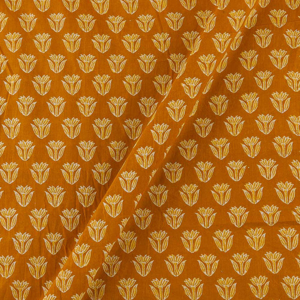 Soft Cotton Apricot Orange Colour Floral Print Fabric Online 9934GO