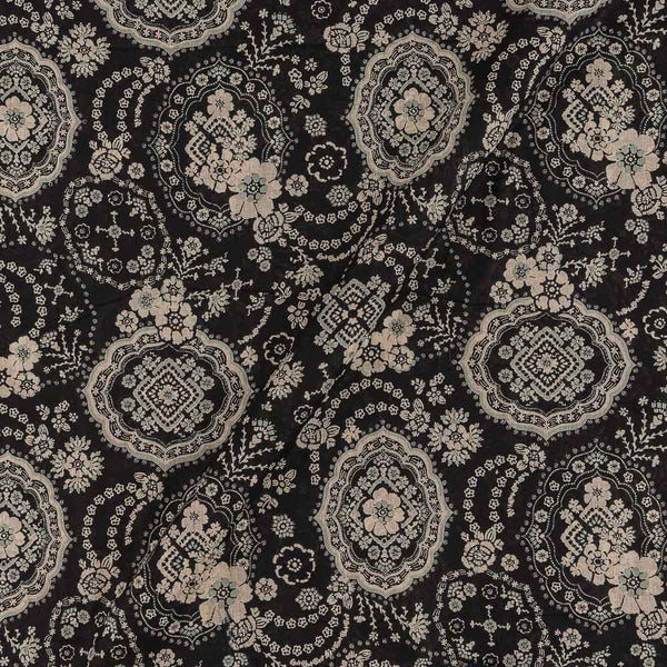 Soft Cotton Black Colour Mughal Print Fabric Online 9945AW