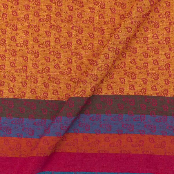 Cotton Jacquard Orange Two Tone Leaves With Daman Broder 42 Inches Width Fabric freeshipping - SourceItRight