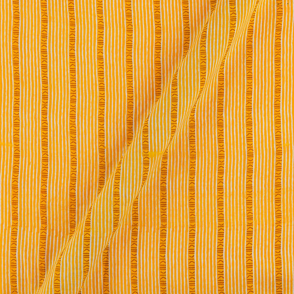 Buy Cotton Golden Yellow Colour Stripes Print Fabric Online 9978DY