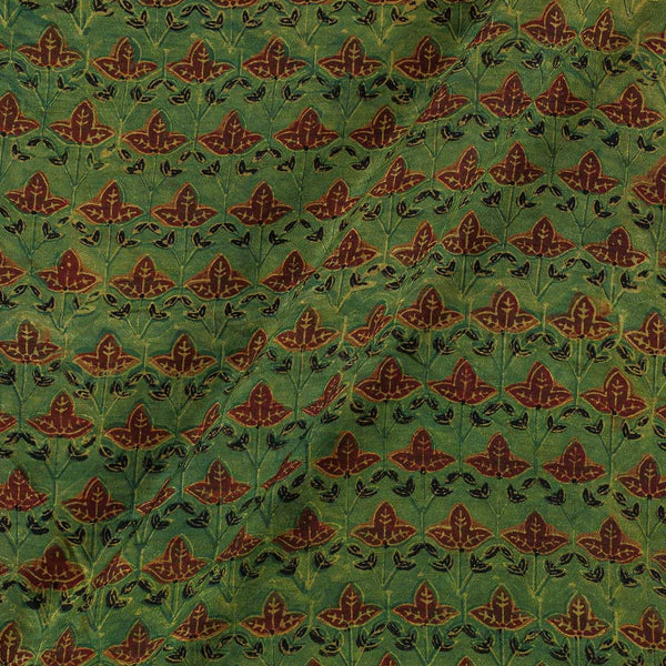 Dola Silk (Viscose) Green Colour Floral Vanaspati Hand Block Print Fabric freeshipping - SourceItRight