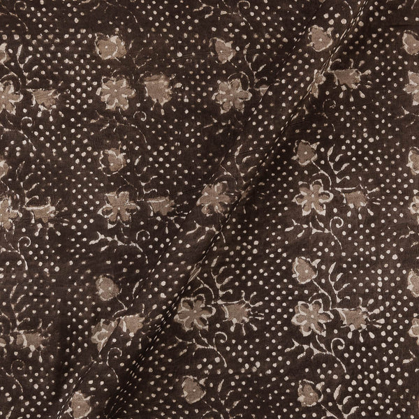 Mashru Gaji Dabu Floral Block Print Dark Cedar Colour Fabric Online 9965AV